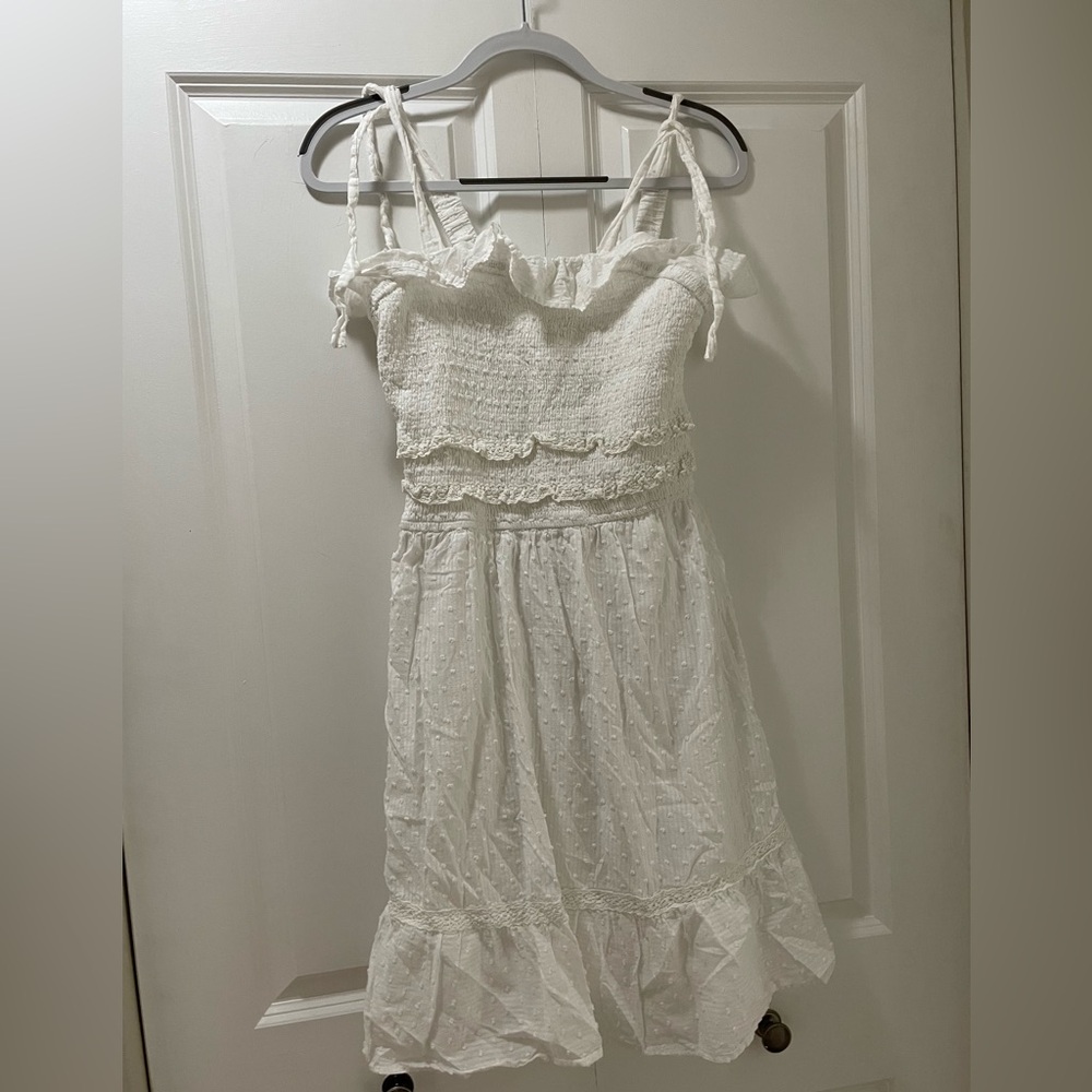 Japna 100% Cotton Lined Summer White Dress Women’s Large W/ Cute Details EUC